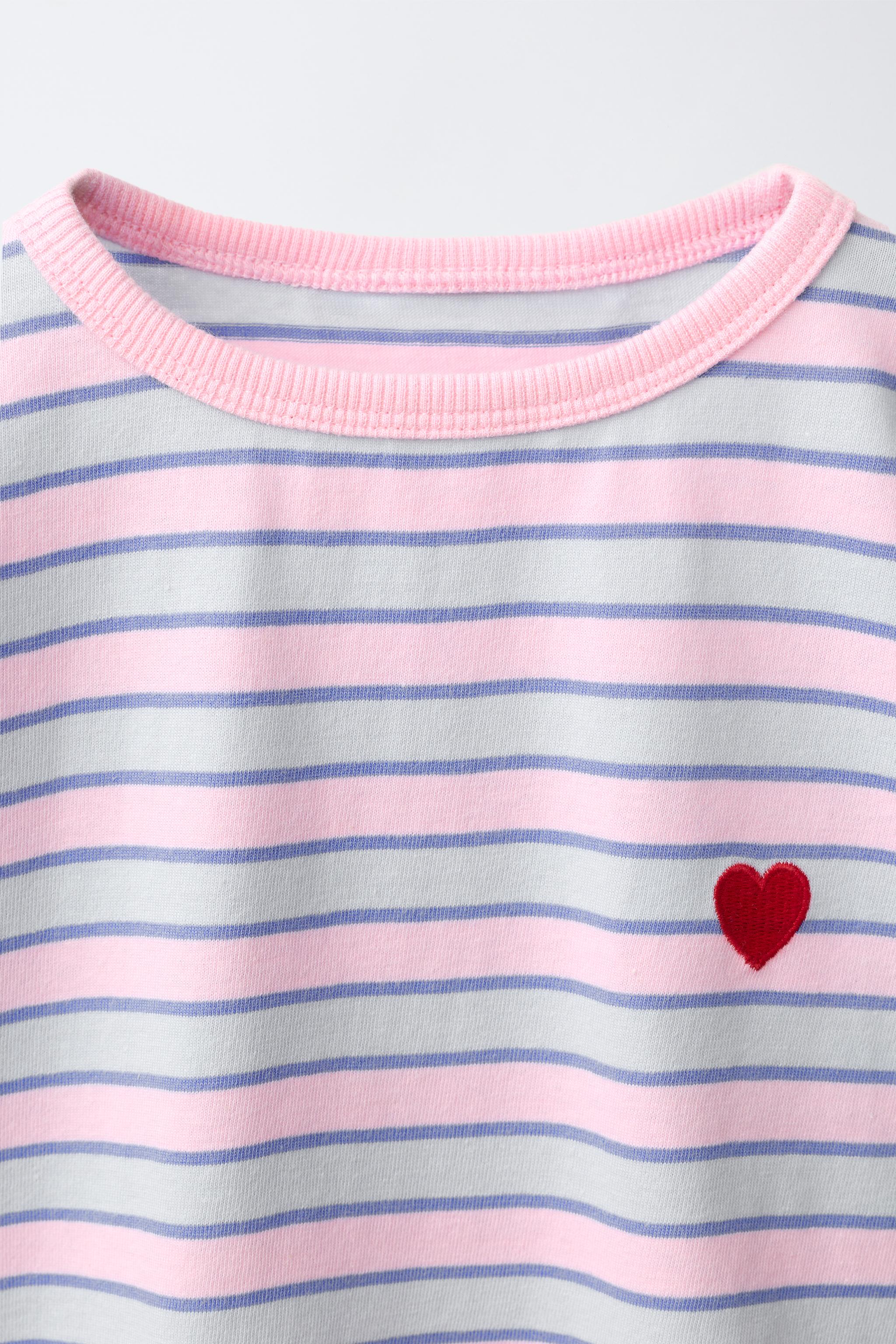 HEART STRIPED T-SHIRT